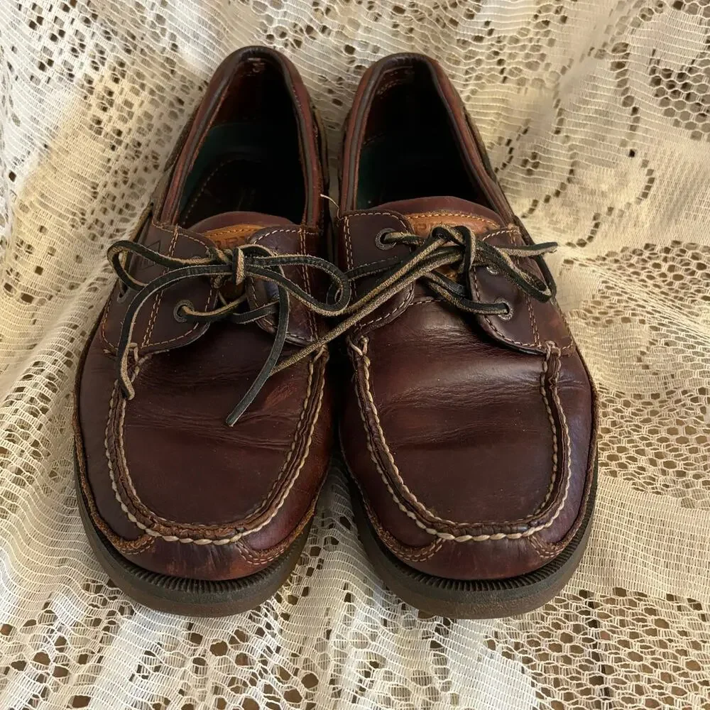 Sperry Mako 2-Eye Men's US 10.5 M Dark Brown Leather Boat Shoes